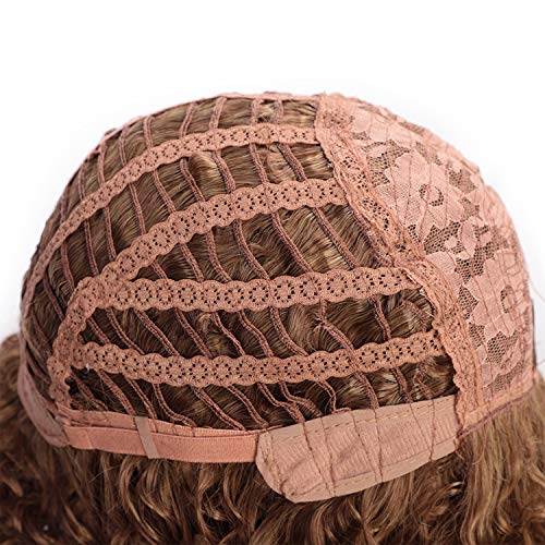ColorfulPanda Afro Pelucas de pelo negra rizado y rizado para mujer negra, pelo natural rubio mixto marrón pelucas brasileña sintéticas onduladas con Flequillo de Para Mujeres Fiesta Halloween Disfraz
