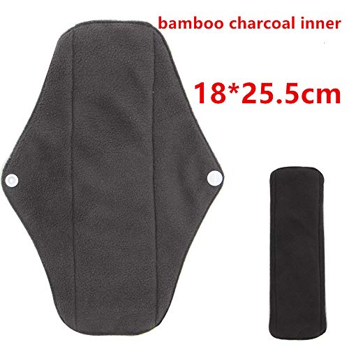 Compresas de Tela 6 piezas 25.5 * 18cm Compresa Lavable de Carbón de Bambú con Bolsa de Transporte Mini para Evitar Fugas Olores y Manchas