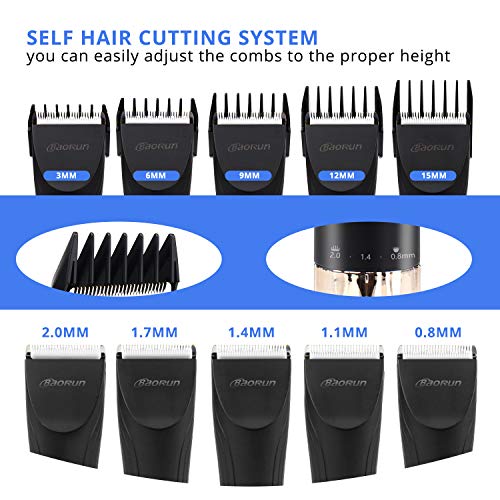 Cortadora de Cabello, Penobon Cortapelos Profesional, Cuchilla de Titanio y Cerámica, Batería Litio Recargable con 8 Peines de Guía (Negro)