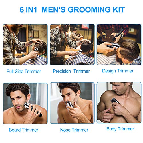 Cortapelos Profesional Hombre, Cortador Pelo Cortadora de Pelo Recargable Máquina Afeitar Recortadora de Barba/Cara/Cuerpo/Nariz/Orejas/Ceja, 6 en 1 Set de Afeitado Multifunción