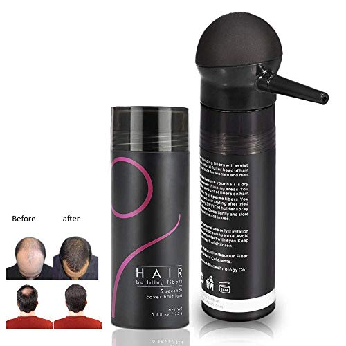 Crecimiento del Cabello Fibras para Pelo Corrector para adelgazamiento del cabello Aerosol para el cabello con aplicador de spray para la bomba(Marron Oscuro)