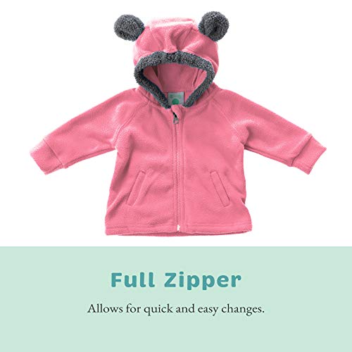 Cuddle Club Chaqueta Polar niño/niña Ropa Bebé y Niño de 0 a 5 años – Abrigo/Disfraz Bebé para Exterior con Cremallera y Capucha – BearFleeceJacketPink2T