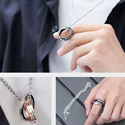 Cupimatch Collares Parejas Joyería de Acero Inoxidable Amor CZ Amor Enamorados Hipoalergénico Joyería de Moda Regalo Aniversario (Estilo-3)