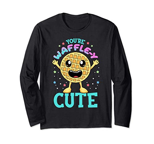 Cute & Funny You're Waffle-y Cute Waffle Breakfast Pun Manga Larga