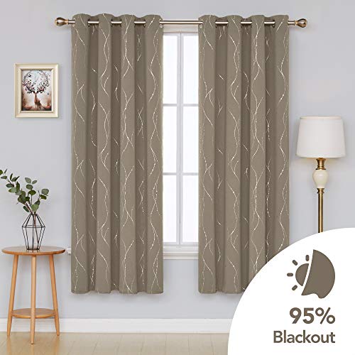 Deconovo Cortina Opaca para Habitación Térmica Aislante con Ojales 2 Piezas 145 x 175 cm Caqui