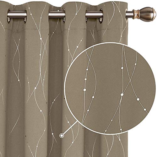 Deconovo Cortina Opaca para Habitación Térmica Aislante con Ojales 2 Piezas 145 x 175 cm Caqui