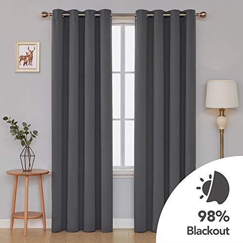 Deconovo Cortinas Opacas Infantiles de Salón Suaves Modernas con Ojales 2 Paneles 117 x 229 cm Gris Oscuro