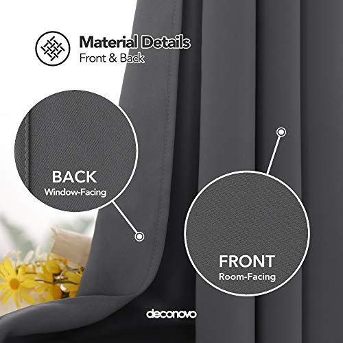 Deconovo Cortinas Opacas Infantiles de Salón Suaves Modernas con Ojales 2 Paneles 117 x 229 cm Gris Oscuro