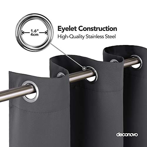Deconovo Cortinas Opacas Infantiles de Salón Suaves Modernas con Ojales 2 Paneles 117 x 229 cm Gris Oscuro