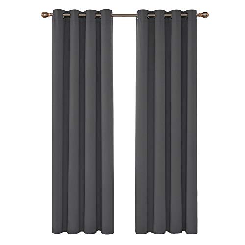 Deconovo Cortinas Opacas Infantiles de Salón Suaves Modernas con Ojales 2 Paneles 117 x 229 cm Gris Oscuro