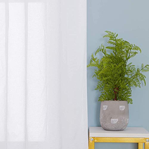 Deconovo Visillos para Cortinas Salón Traslúsidos Blancos Infantiles para Ventanas Dormitorio de Ventana Sheer Voile Gasa 2 Paneles 140 x 245 cm