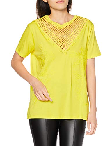 Desigual TS_Tropic Thoughts Camiseta, Amarillo (Blazing 8035), Medium para Mujer