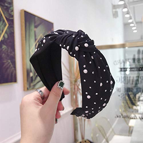 Diadema de las mujeres Perlas Diadema Diadema de diamantes de imitación brillante Nudo central Nudos Accesorios para el cabello Venta al por mayor-banda de pelo azul