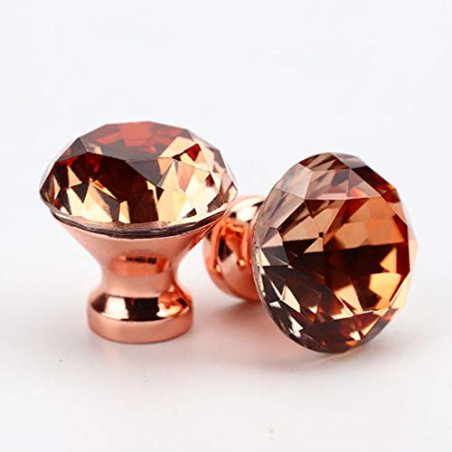 DOITOOL 10 Piezas Tiradores de Cristal en forma de diamante Pomos y Tiradores de Muebles Vintage Pomos con Tornillo para muebles Armarios Cajones Gabinetes de Cocina (oro rosa)