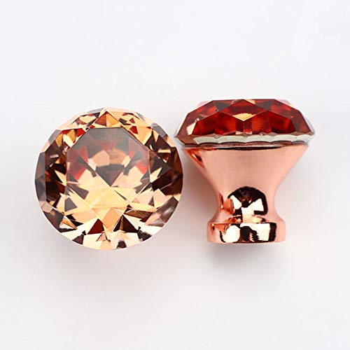 DOITOOL 10 Piezas Tiradores de Cristal en forma de diamante Pomos y Tiradores de Muebles Vintage Pomos con Tornillo para muebles Armarios Cajones Gabinetes de Cocina (oro rosa)