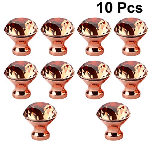 DOITOOL 10 Piezas Tiradores de Cristal en forma de diamante Pomos y Tiradores de Muebles Vintage Pomos con Tornillo para muebles Armarios Cajones Gabinetes de Cocina (oro rosa)
