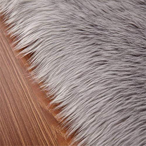 DQMEN Piel de Cordero Oveja/Sheepskin Rug Cordero, imitación mullida Alfombras imitación Piel sintética Deko Piel,para salón Dormitorio baño sofá Silla cojín (Gris, 60 X 90cm)