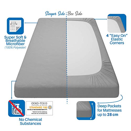 Dreamzie - Sabana Bajera 90 x 190 cm 100% Poliéster Microfibra - Gris Carbón - Oeko Tex Sin Producto Químico (Garantía 2 Años) - Suave Piel de Melocotón con Elástico Total