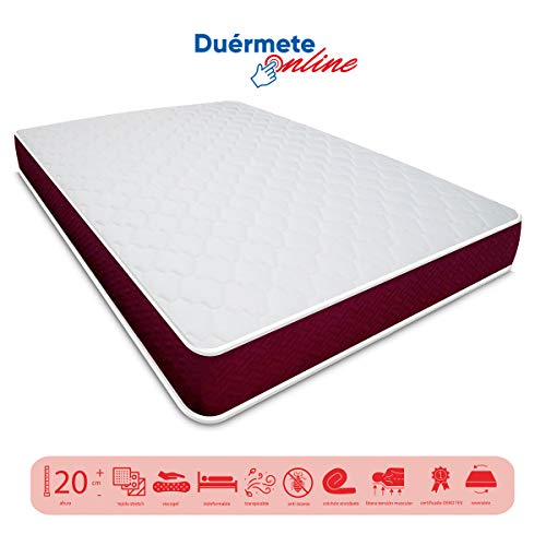 Duérmete Online Colchón viscoelástico Lyla Reversible (Cara Invierno-Verano) | Muy Transpirable | Fabricado en ESPAÑA, 90x180