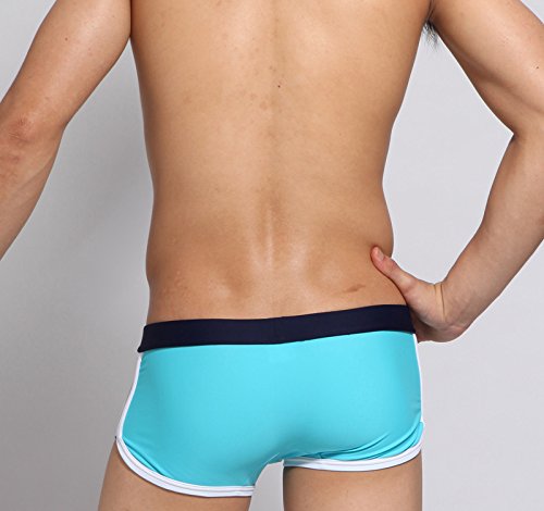 Eboch Traje de baño para hombre sexy Sport Shorts Tie Rope Swim Trunks (azul negro talla S)