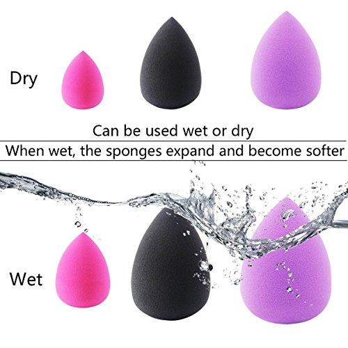 EmaxDesign Set de 3 esponjas para aplicar maquillaje, corrector, polvo, crema y colorete, sin látex, hipoalergénicas e inodoras
