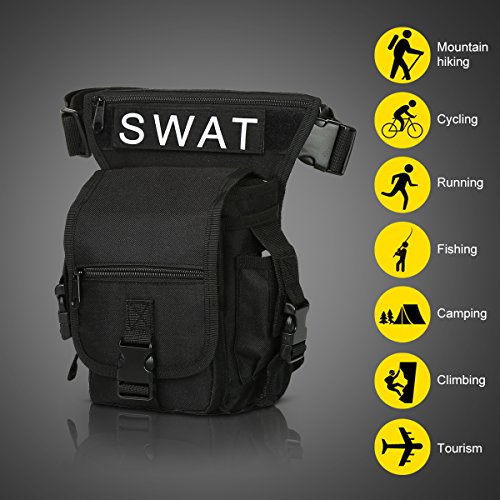 Eshow Bolso de Pierna de Cintura para Hombres Nylon Senderismo Deporte Running al Aire Libre Negro