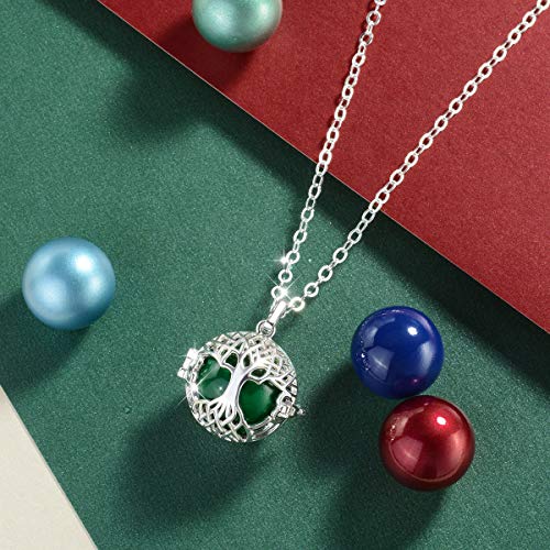EUDORA Harmony Ball Llamador de Angeles Arbol de la Vida Cadena Colgantes Joyería para Mujer Niña Regalos Originales Carillón Música Cadena con Collar, 76,2cm (Azul Estrellado)