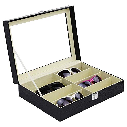 FACAIA Caja de Almacenamiento de Gafas de Sol Organizador de Gafas de Sol Multifuncional Gafas Colección de exhibición de Gafas Estuche de Almacenamiento 8 Ranuras Caja de Soporte para Gafas