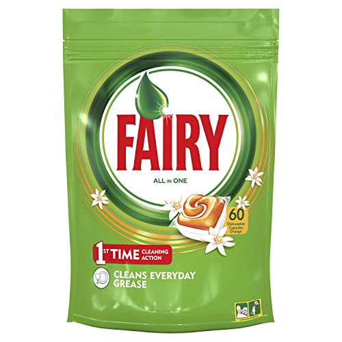 Fairy Todo En 1 Cápsulas de Lavavajillas Naranja, Pack de 60 unidades