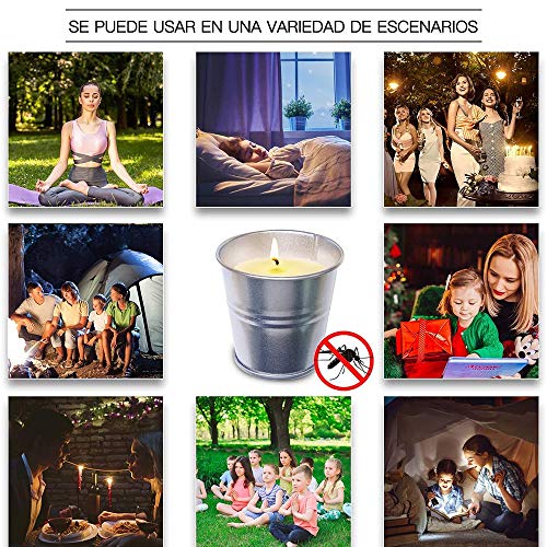 feihao 8 Velas de Citronela Antimosquitos,Velas Aromaticas Perfumadas de Cera de Soja,Vela de Cera de Soja 100% para jardín, Camping, Viajes, Regalos, protección contra Insectos