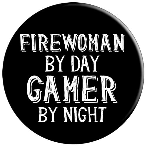 Firewoman By Day Gamer By Night - Fireman Gag Gift For Girls PopSockets Agarre y Soporte para Teléfonos y Tabletas