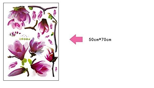Flores de Magnolia Rama de flores púrpura de Bloosom Tatuajes de pared Pegatinas Calcomanías Decoración del hogar Elegantes flores modernas Decoración de dormitorio vivo Cocina