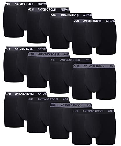 FM London Fitted Boxer, Negro, X-Large (Pack de 12) para Hombre