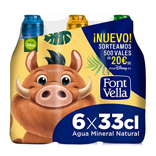 Font Vella, Agua Mineral con tapón infantil - Pack 6 x 33cl