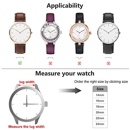 Fullmosa Axus Correa Piel, 12 Colores para Correa Reloj, Huawei Samsung Correa/Banda/Pulsera/Strap 14mm 16mm 18mm 19mm 20mm 22mm 24mm, Marrón Oscuro + Hebilla de Plata, 22mm