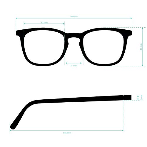 Gafas de Presbicia con Filtro Anti Luz Azul para Ordenador. Gafas Graduadas de Lectura para Hombre y Mujer con Cristales Anti-reflejantes. Ferrari +3.0 – TATE