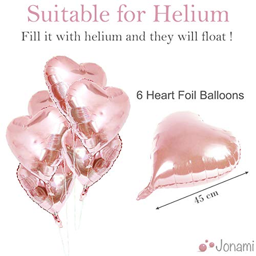Globos de Oro Rosa Dorado, Globo Love XXL Helio o Aire,6 Corazón Rosegold,4 Globos de Confeti,10 de látex, Decoración Romantica Día de San Valentín Bodas Nupcial Aniversario y Compromiso