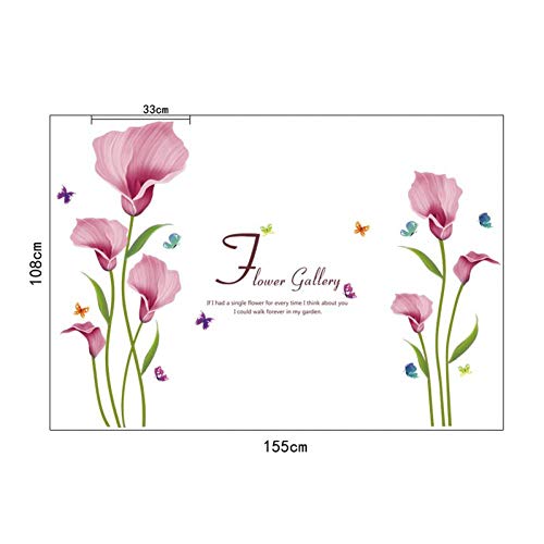 GUDOJK Pegatina de Pared Gloria de la mañana de Color Rosa Arte en Vidrio decoración de la Pared calcomanías Sala de Estar s DIY decoración del hogar Pegatinas de Pared Flor