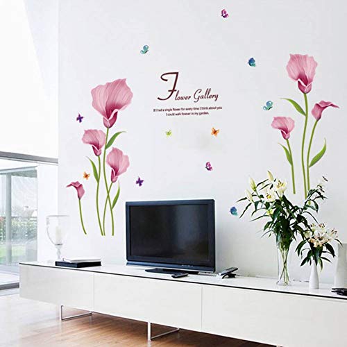 GUDOJK Pegatina de Pared Gloria de la mañana de Color Rosa Arte en Vidrio decoración de la Pared calcomanías Sala de Estar s DIY decoración del hogar Pegatinas de Pared Flor