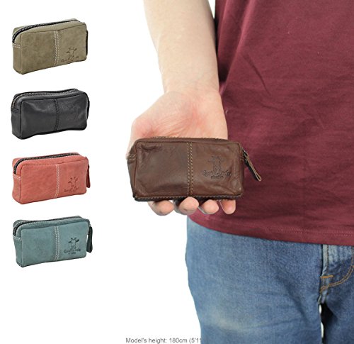 Gusti Monedero Llavero de Cuero Leder Butler Funda para Llaves Monedas Auriculares Cuero de Búfalo Marrón 2A66-22-6