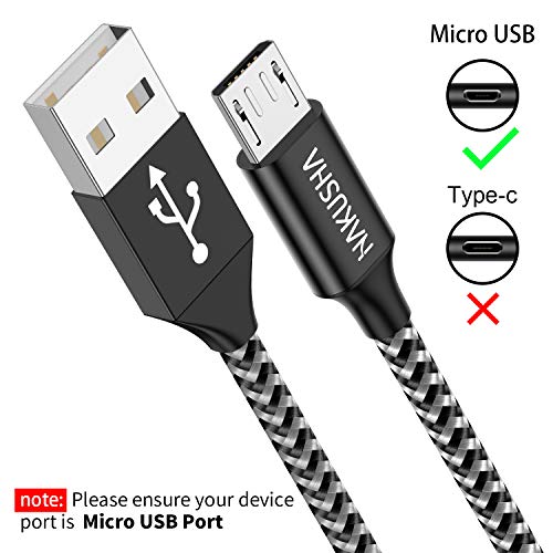HAKUSHA Cable Micro USB, [2Pack-3M] 5V/3A Carga Rápida Cable Android Duradero Nylon Cable Cargador Movil para Samsung S7/S6/S5/J5/J7 Huawei Nokia Nexus Sony Tablet PS4 Kindle