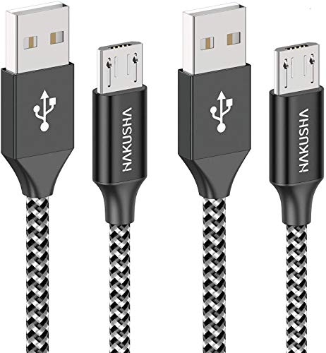 HAKUSHA Cable Micro USB, [2Pack-3M] 5V/3A Carga Rápida Cable Android Duradero Nylon Cable Cargador Movil para Samsung S7/S6/S5/J5/J7 Huawei Nokia Nexus Sony Tablet PS4 Kindle