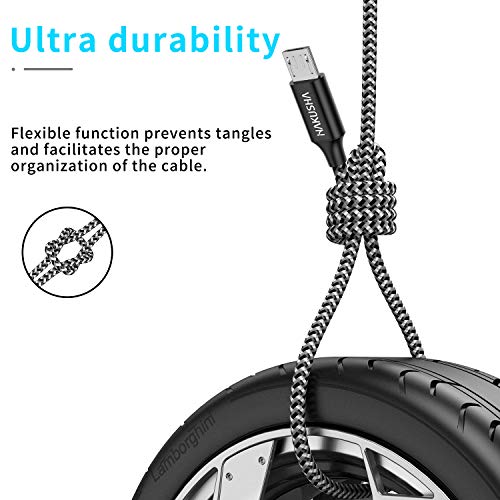 HAKUSHA Cable Micro USB, [2Pack-3M] 5V/3A Carga Rápida Cable Android Duradero Nylon Cable Cargador Movil para Samsung S7/S6/S5/J5/J7 Huawei Nokia Nexus Sony Tablet PS4 Kindle