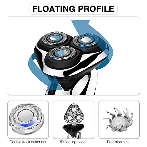 HATTEKER Afeitadora Eléctrica Afeitadora Para Hombres Afeitadora En Seco Y En Húmedo Cortadora Eléctrica Para Barba Recortadora De Precisión Afeitadora Rotativa Para Hombres Impermeable 3 EN 1