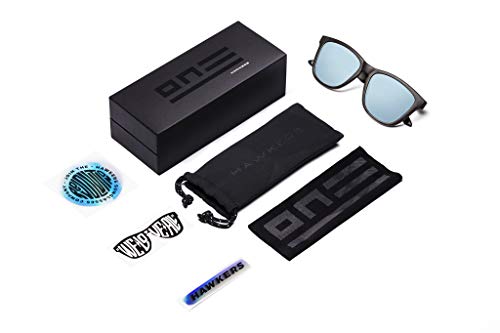 HAWKERS Gafas de Sol ONE Carbono, para Hombre y Mujer, con Montura Negra Mate con Trama y Lente Azul Claro Efecto Espejo, Protección UV400
