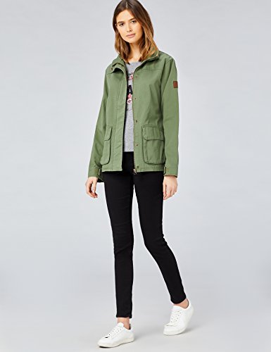 HIKARO Chaqueta con Cremallera Mujer, Verde (Khaki), 40 (Talla del fabricante: Medium)