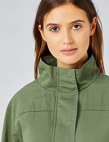 HIKARO Chaqueta con Cremallera Mujer, Verde (Khaki), 40 (Talla del fabricante: Medium)