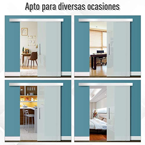 HOMCOM Puerta Corredera 205x90cm Puertas Correderas Satinada Deslizantes Cristal sin Obra