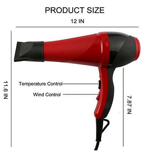 HUIHUAN Secador de cabello Red Plus Black Personality Secador de cabello Peluquería Dedicada de alta potencia No daña el termostato de cabello Secador de cabello