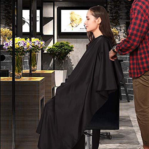 Impermeable capa de calidad de salón profesional, material ripstop ligero y protección de larga duración. Adecuado para peluquerías y salones de belleza, de larga duración y profesional. (Negro)